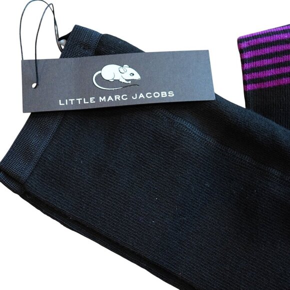 NWT Little Marc Jacobs Girls Bow Tights Black & Purple Size 12A‎ - Picture 4 of 6